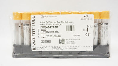 Greiner-Bio-One 454228P Vacuette Tube 3.5ml Cat Serum Sep 13 x 75(x)- Pack of 50